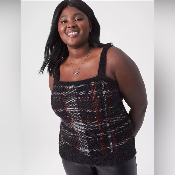 Lane Bryant Plaid Jacquard Tank Sweater - Picture 2 of 5